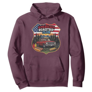 Route Highway 66 Hoodie Vintage American Roadtrip Club Road Trip TS12 Maroon Print Your Wear