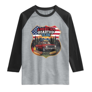 Route Highway 66 Raglan Shirt Vintage American Roadtrip Club Road Trip TS12 Heather Gray Black Print Your Wear