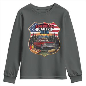 Route Highway 66 Youth Sweatshirt Vintage American Roadtrip Club Road Trip TS12 Dark Heather Print Your Wear