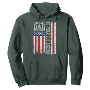 Husband Dad Grandpa 80 Year Old Legend Hoodie American Flag Birthday Gift