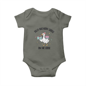 Funny Silly Goose On The Loose Baby Onesie Birthday Party Gift TS12 Military Green Print Your Wear