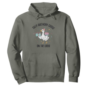 Funny Silly Goose On The Loose Hoodie Birthday Party Gift TS12 Military Green Print Your Wear