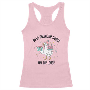 Funny Silly Goose On The Loose Racerback Tank Top Birthday Party Gift TS12 Light Pink Print Your Wear