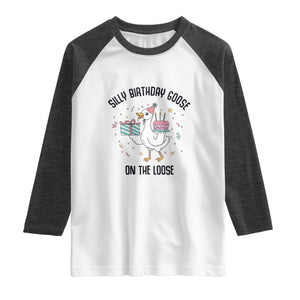 Funny Silly Goose On The Loose Raglan Shirt Birthday Party Gift TS12 White Heather Charcoal Print Your Wear