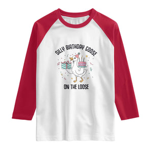 Funny Silly Goose On The Loose Raglan Shirt Birthday Party Gift TS12 White Red Print Your Wear