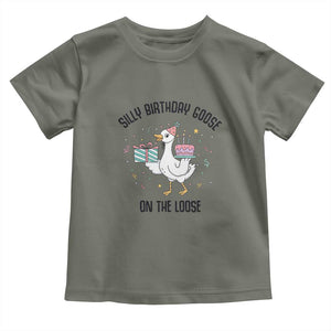 Funny Silly Goose On The Loose Toddler T Shirt Birthday Party Gift TS12 Military Green Print Your Wear