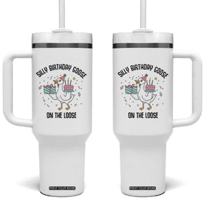Funny Silly Goose On The Loose Tumbler With Handle Birthday Party Gift TS12 One Size: 40 oz White Print Your Wear