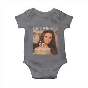 Look Who's 30 Baby Onesie Funny Birthday Doll Face Meme