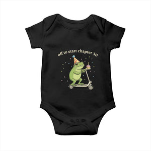 Off To Start Chapter 30 Baby Onesie Funny Frog Scooter 30th Birthday Gift