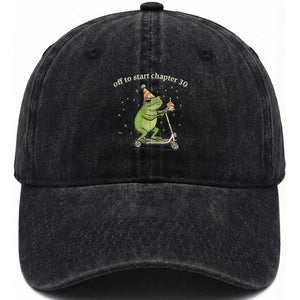 Off To Start Chapter 30 Washed Cotton Baseball Cap Funny Frog Scooter 30th Birthday Gift