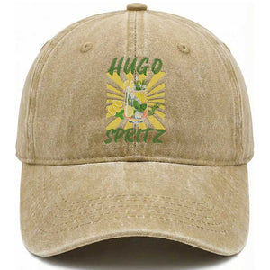 Hugo Spritz Washed Cotton Baseball Cap Funny Tropical Cocktail Vacation TS12 Print Your Wear