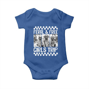 Funny Raccoon Girls Trip Travel Baby Onesie Feral And Free TS12 Royal Blue Print Your Wear
