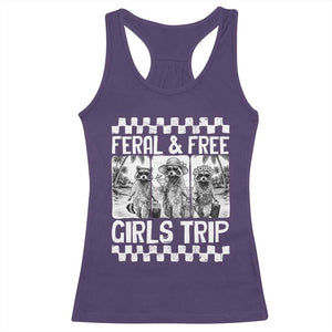 Funny Raccoon Girls Trip Travel Racerback Tank Top Feral And Free TS12 Purple Print Your Wear