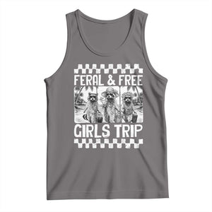 Funny Raccoon Girls Trip Travel Tank Top Feral And Free TS12 Deep Heather Print Your Wear