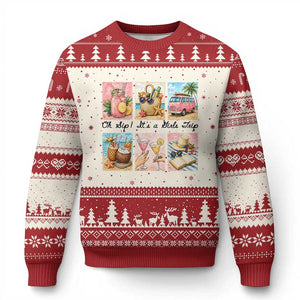 Oh Sip It Is A Girls Trip Ugly Christmas Sweater Beach Trip Best Friends Gift TS12 Beige Red Print Your Wear