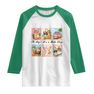 Oh Sip It Is A Girls Trip Raglan Shirt Beach Trip Best Friends Gift TS12 White Kelly Green Print Your Wear