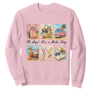 Oh Sip It Is A Girls Trip Sweatshirt Beach Trip Best Friends Gift TS12 Light Pink Print Your Wear