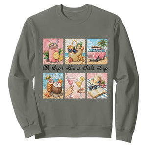 Oh Sip It Is A Girls Trip Sweatshirt Beach Trip Best Friends Gift TS12 Military Green Print Your Wear