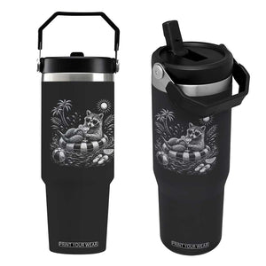 Funny Beach Vacation Trash Panda Flip Straw Tumbler Summer Raccoon Graphic TS12 One Size: 30 oz Black Print Your Wear