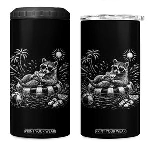Funny Beach Vacation Trash Panda 4 in 1 Can Cooler Tumbler Summer Raccoon Graphic TS12 One Size: 16 oz Black Print Your Wear