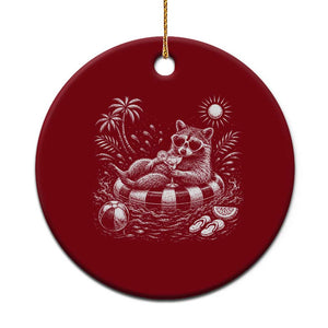 Funny Beach Vacation Trash Panda Ceramic Ornament Summer Raccoon Graphic TS12 1pc Red Print Your Wear