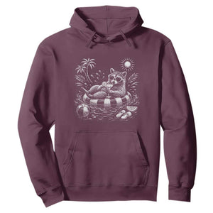 Funny Beach Vacation Trash Panda Hoodie Summer Raccoon Graphic TS12 Maroon Print Your Wear