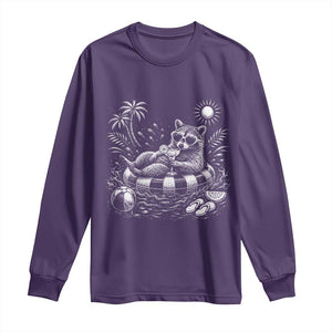 Funny Beach Vacation Trash Panda Long Sleeve Shirt Summer Raccoon Graphic TS12 Purple Print Your Wear