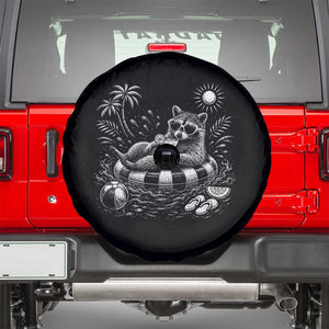 Funny Beach Vacation Trash Panda Spare Tire Cover Summer Raccoon Graphic TS12 Black Print Your Wear