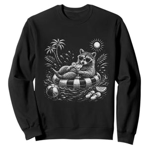 Funny Beach Vacation Trash Panda Sweatshirt Summer Raccoon Graphic