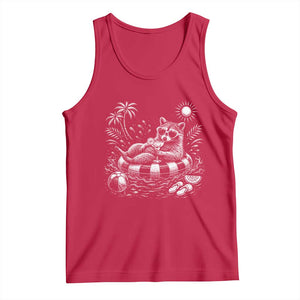 Funny Beach Vacation Trash Panda Tank Top Summer Raccoon Graphic TS12 Red Print Your Wear