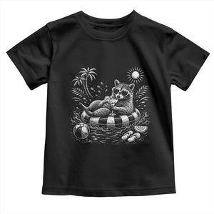 Funny Beach Vacation Trash Panda Toddler T Shirt Summer Raccoon Graphic TS12 Black Print Your Wear