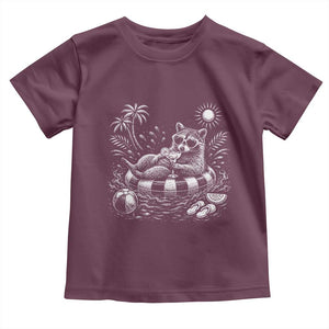 Funny Beach Vacation Trash Panda Toddler T Shirt Summer Raccoon Graphic TS12 Maroon Print Your Wear
