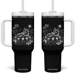 Funny Beach Vacation Trash Panda Tumbler With Handle Summer Raccoon Graphic TS12 One Size: 40 oz Black Print Your Wear