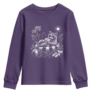 Funny Beach Vacation Trash Panda Youth Sweatshirt Summer Raccoon Graphic TS12 Purple Print Your Wear