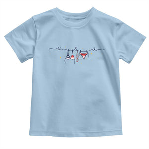 Patriotic American Flag Bikini Toddler T Shirt USA Summer Vacation Gift TS12 Light Blue Print Your Wear