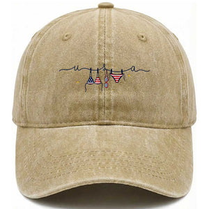 Patriotic American Flag Bikini Washed Cotton Baseball Cap USA Summer Vacation Gift TS12 Print Your Wear