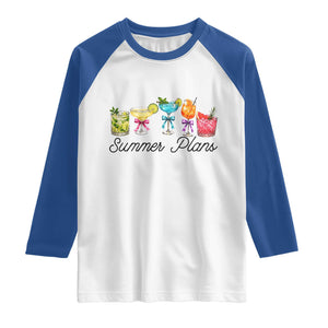 Funny Summer Plans Raglan Shirt Refreshing Tropical Cocktail Lover Gift TS12 White Royal Print Your Wear