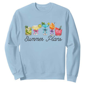 Funny Summer Plans Sweatshirt Refreshing Tropical Cocktail Lover Gift TS12 Light Blue Print Your Wear