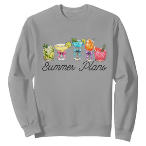 Funny Summer Plans Sweatshirt Refreshing Tropical Cocktail Lover Gift TS12 Sport Gray Print Your Wear
