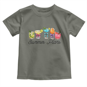 Funny Summer Plans Toddler T Shirt Refreshing Tropical Cocktail Lover Gift TS12 Military Green Print Your Wear
