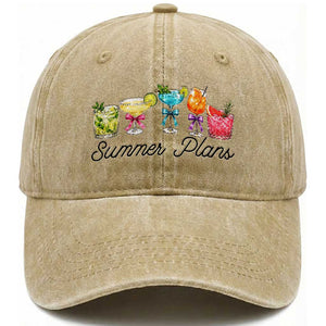 Funny Summer Plans Washed Cotton Baseball Cap Refreshing Tropical Cocktail Lover Gift TS12 Print Your Wear