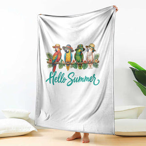 Hello Summer Parrots Throw Blanket Tropical Beach Vacation Graphic