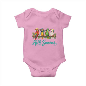 Hello Summer Parrots Baby Onesie Tropical Beach Vacation Graphic TS12 Light Pink Print Your Wear