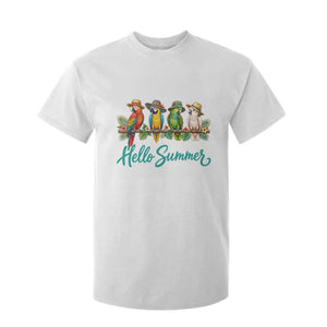 Hello Summer Parrots T Shirt For Kid Tropical Beach Vacation Graphic TS12 White Print Your Wear