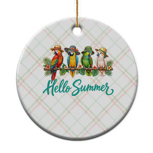 Hello Summer Parrots Ceramic Ornament Tropical Beach Vacation Graphic