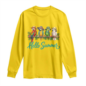 Hello Summer Parrots Long Sleeve Shirt Tropical Beach Vacation Graphic TS12 Daisy Print Your Wear