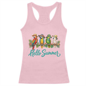 Hello Summer Parrots Racerback Tank Top Tropical Beach Vacation Graphic TS12 Light Pink Print Your Wear