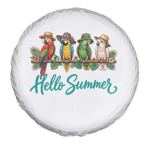 Hello Summer Parrots Spare Tire Cover Tropical Beach Vacation Graphic TS12 Print Your Wear
