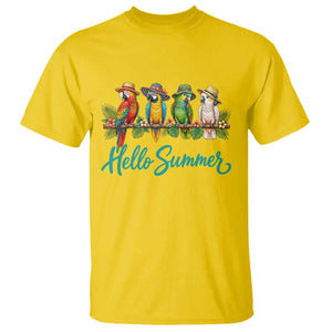Hello Summer Parrots T Shirt Tropical Beach Vacation Graphic