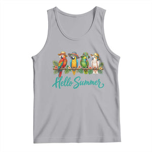 Hello Summer Parrots Tank Top Tropical Beach Vacation Graphic TS12 Athletic Heather Print Your Wear